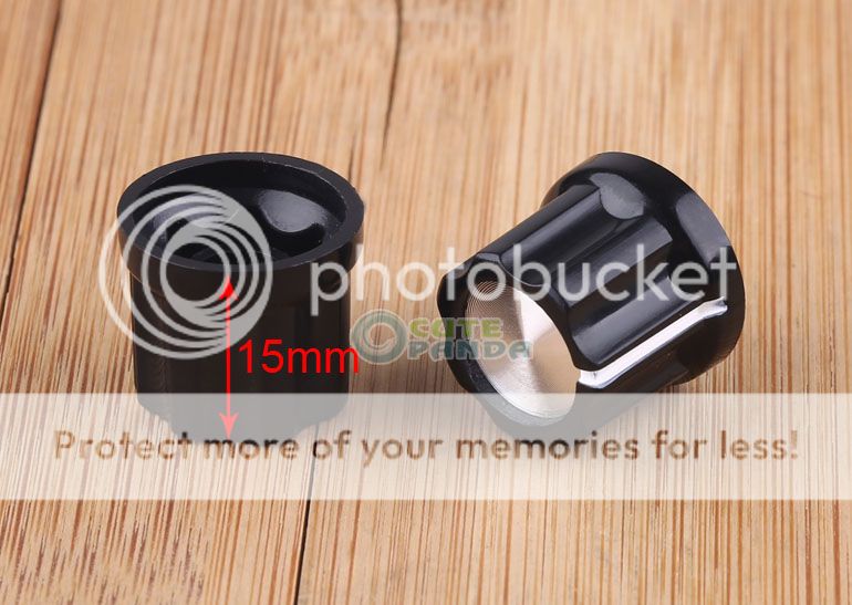 4Pcs Guitar Mini Effect Pedal Knobs 6mm Black w/Silver Cap Knob For