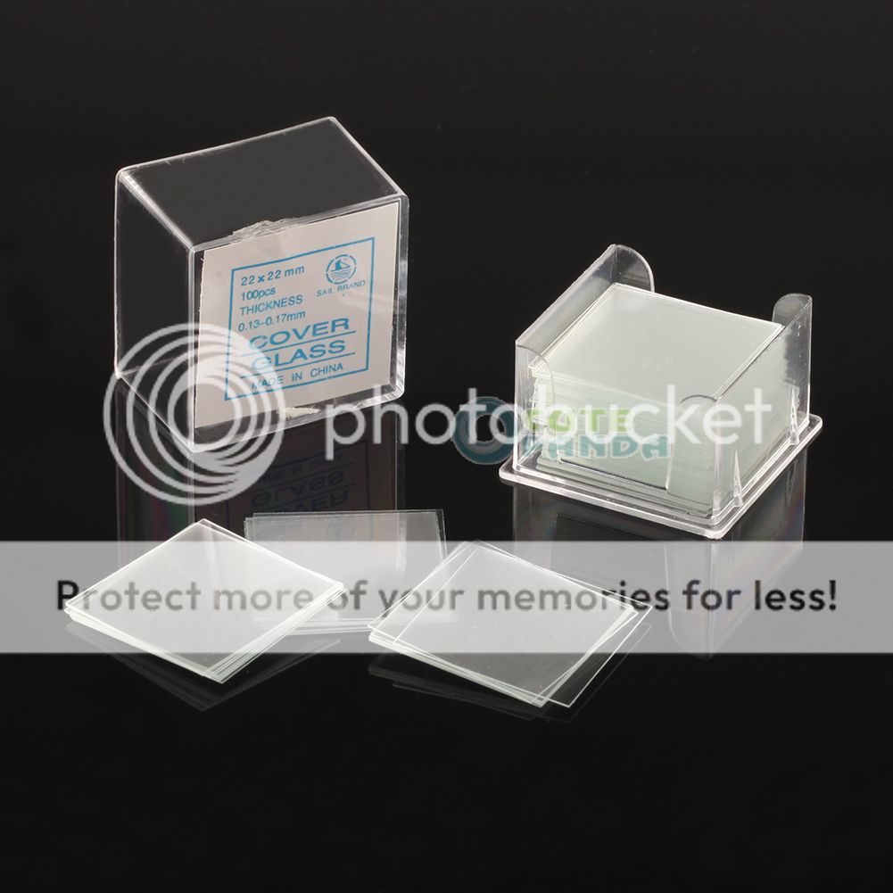 100 Disposable Clear Lab Microscope Cover Glass Coverslip Slides Set