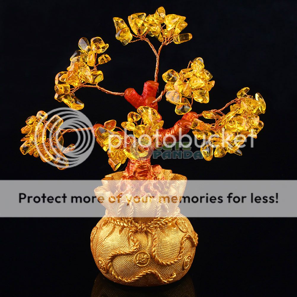 New size S Money Wealth Bag Feng Shui Lucky Tree Yellow Citrine Crystal